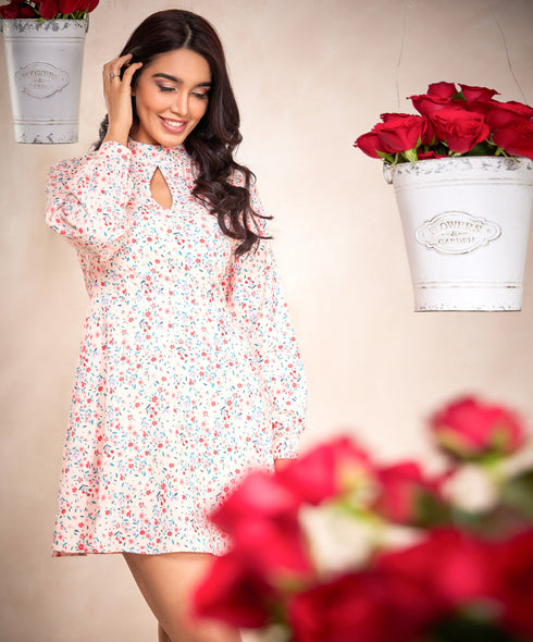 Long Sleeve Front Peek A Boo Dress